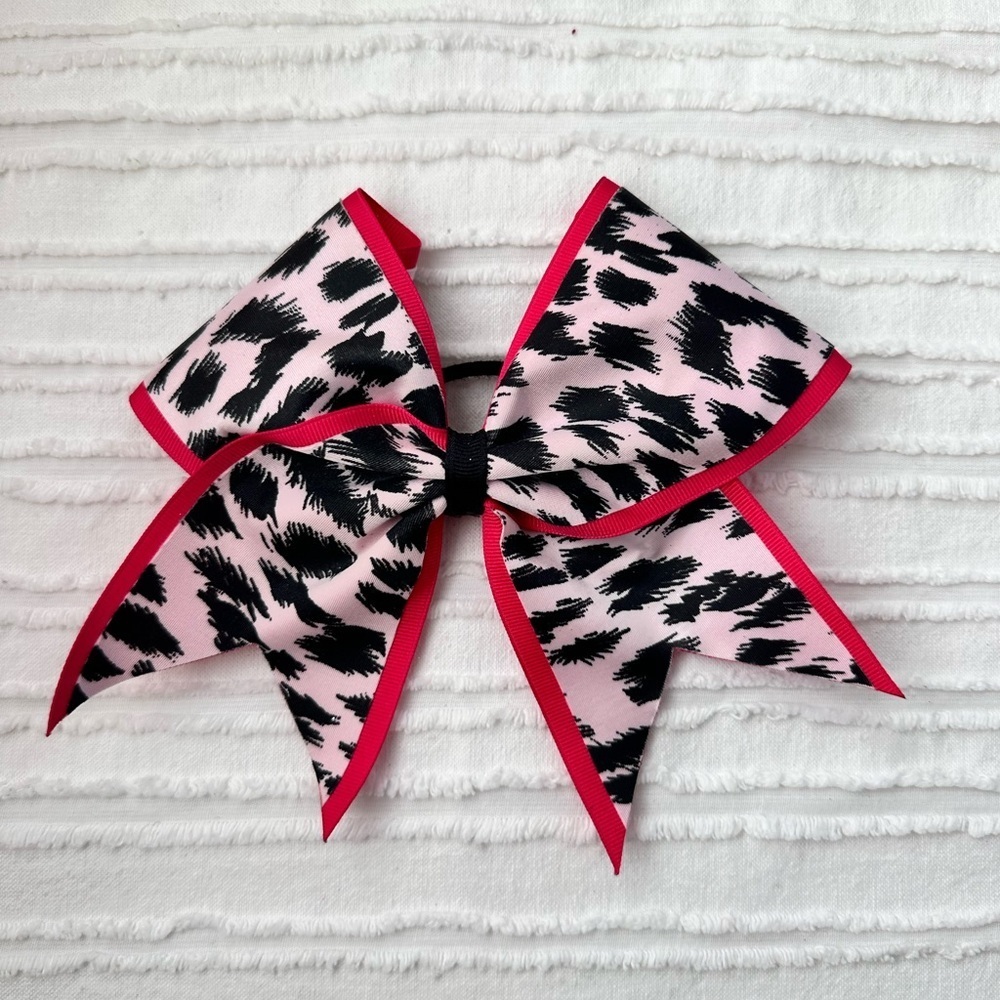 Leopard Print Pink and Black Hair Bow